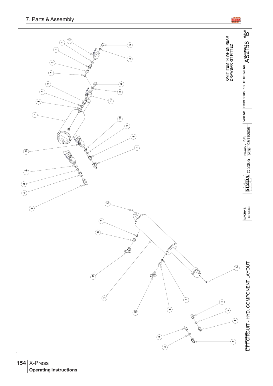 Bas21 5 8, X-press, 154 7. parts & assembly | Great Plains AS3243-18007975 Assembly Instructions User Manual | Page 116 / 130