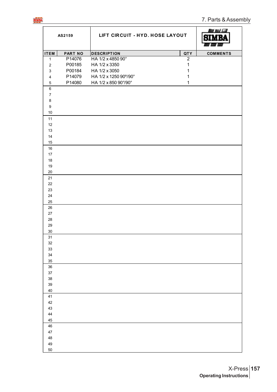 157 x-press, Parts & assembly | Great Plains AS3243-18007975 Assembly Instructions User Manual | Page 119 / 130