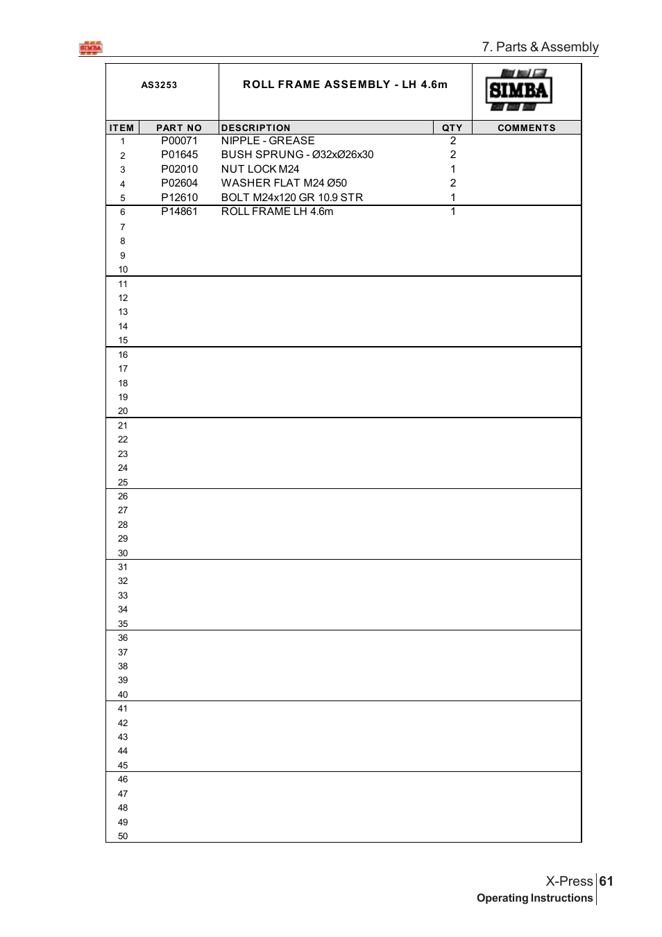 61 x-press, Parts & assembly | Great Plains AS3243-18007975 Assembly Instructions User Manual | Page 23 / 130
