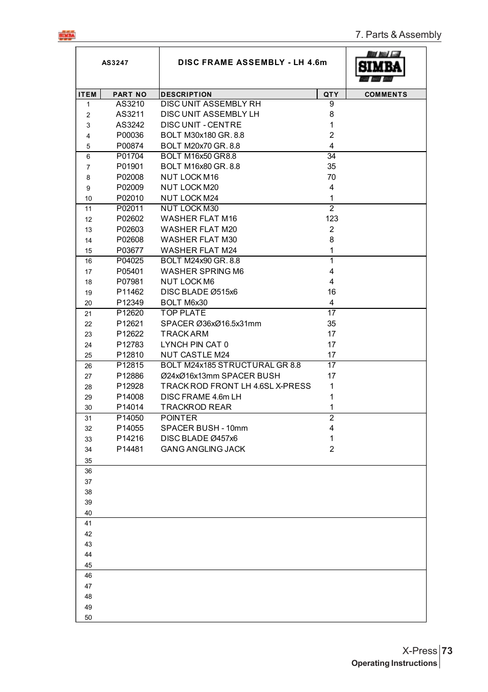 73 x-press, Parts & assembly | Great Plains AS3243-18007975 Assembly Instructions User Manual | Page 35 / 130