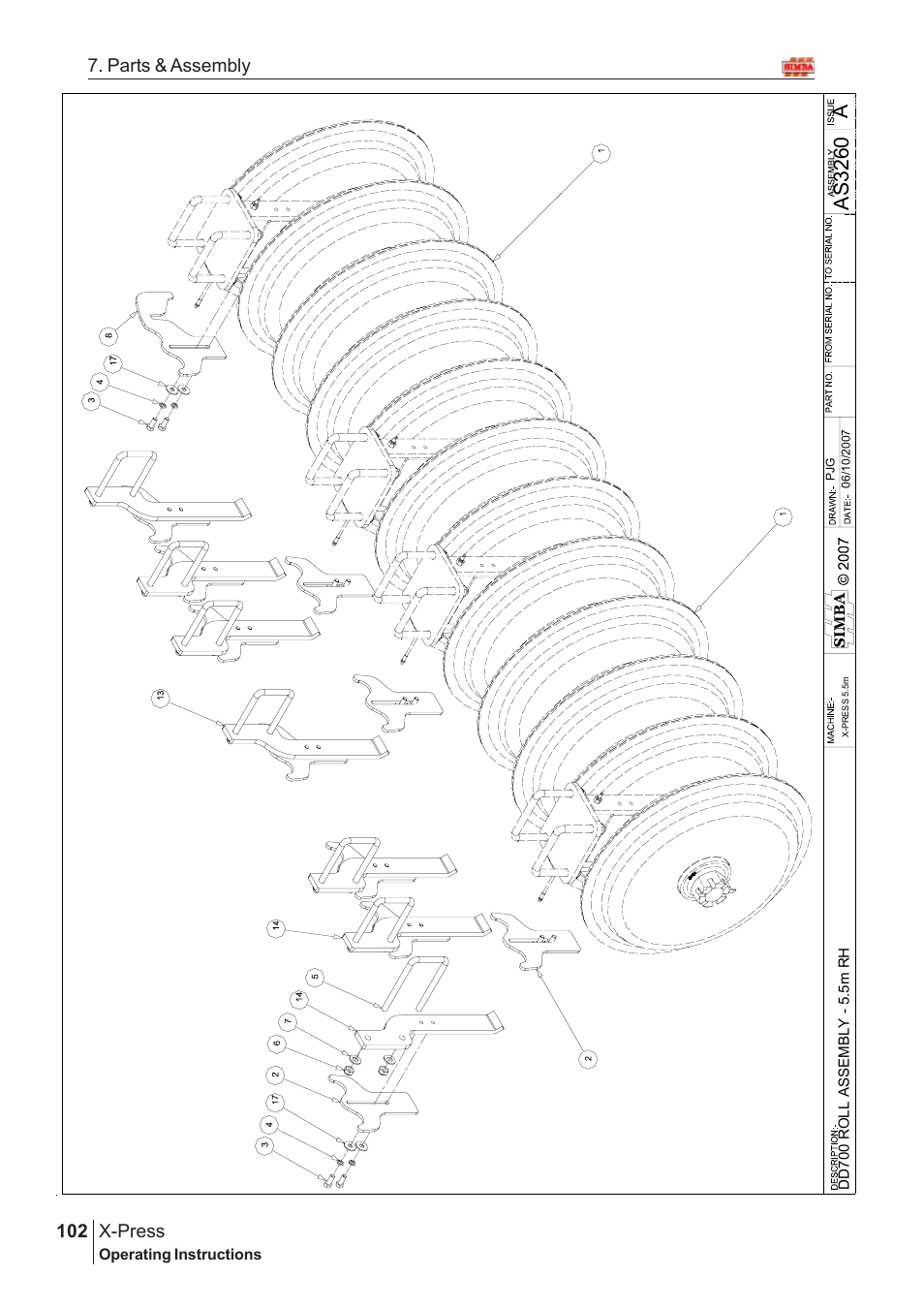 Aas 3260, X-press, 102 7. parts & assembly | Great Plains AS3243-18007975 Assembly Instructions User Manual | Page 64 / 130