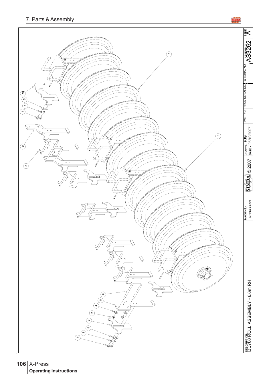 Aas 3262, X-press, 106 7. parts & assembly | Great Plains AS3243-18007975 Assembly Instructions User Manual | Page 68 / 130