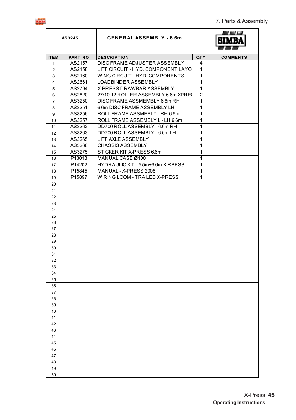 45 x-press, Parts & assembly | Great Plains AS3243-18007975 Assembly Instructions User Manual | Page 7 / 130