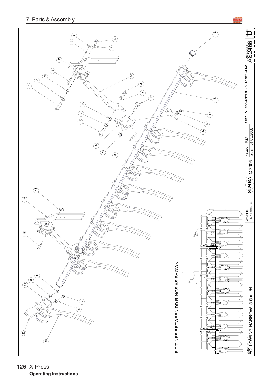 Das 2466, X-press, 126 7. parts & assembly | Great Plains AS3243-18007975 Assembly Instructions User Manual | Page 88 / 130
