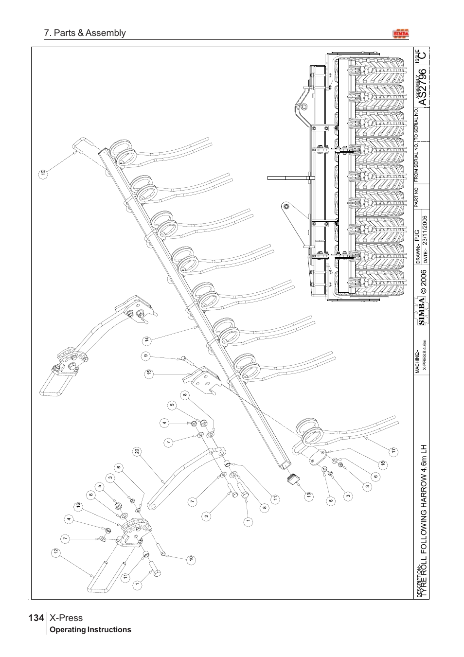 Cas 2796, X-press, 134 7. parts & assembly | Great Plains AS3243-18007975 Assembly Instructions User Manual | Page 96 / 130