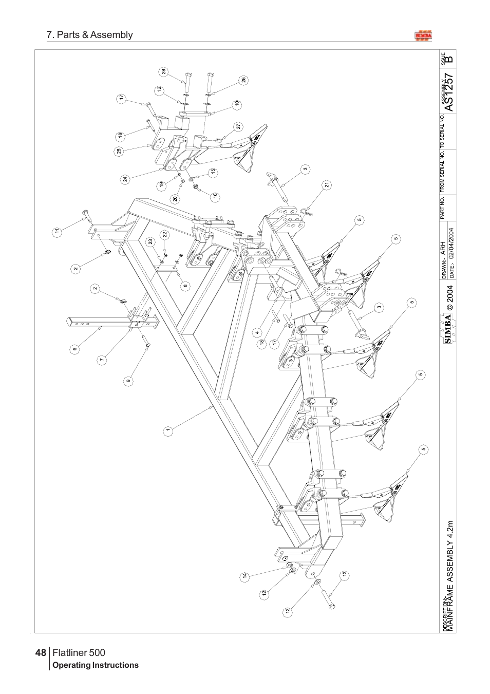 Bas125 7, Flatliner 500, 48 7. parts & assembly | Great Plains Flatliner 500 2006 Assembly Instructions User Manual | Page 16 / 90