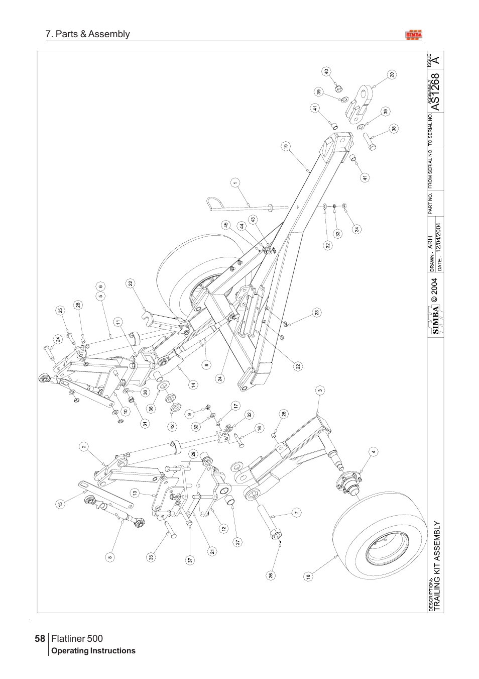 As 1 268, Flatliner 500, 58 7. parts & assembly | Great Plains Flatliner 500 2006 Assembly Instructions User Manual | Page 26 / 90