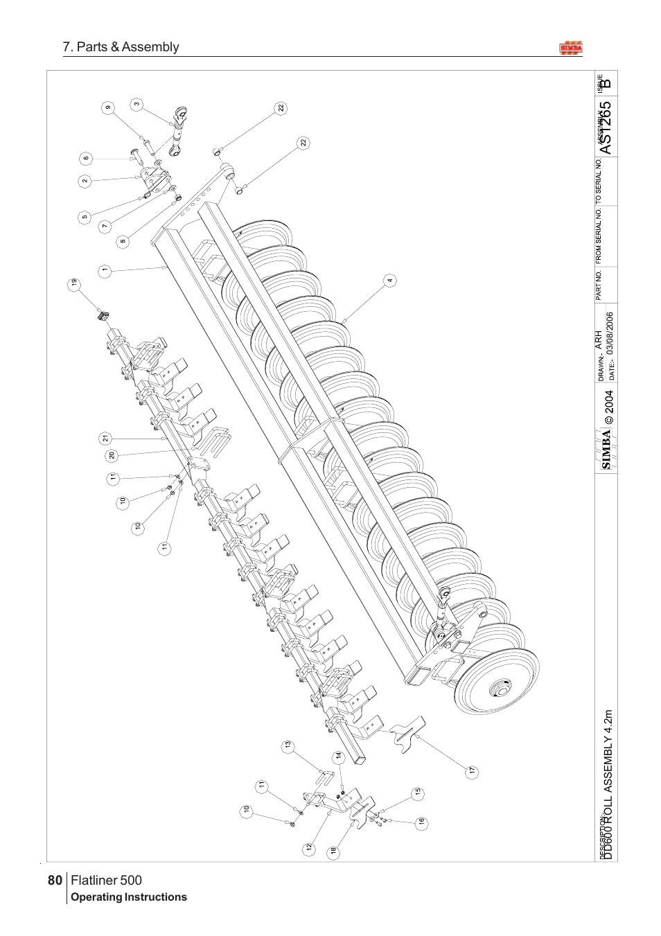 Bas 1265, Flatliner 500, 80 7. parts & assembly | Great Plains Flatliner 500 2006 Assembly Instructions User Manual | Page 48 / 90