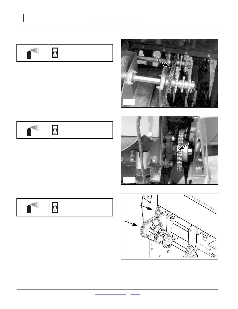 Fertilizer range to jackshaft chain, Fertilizer jackshaft to meter shaft chain, Small seeds drive chains (option) | As required | Great Plains 3S-4000HDF Operator Manual User Manual | Page 100 / 120