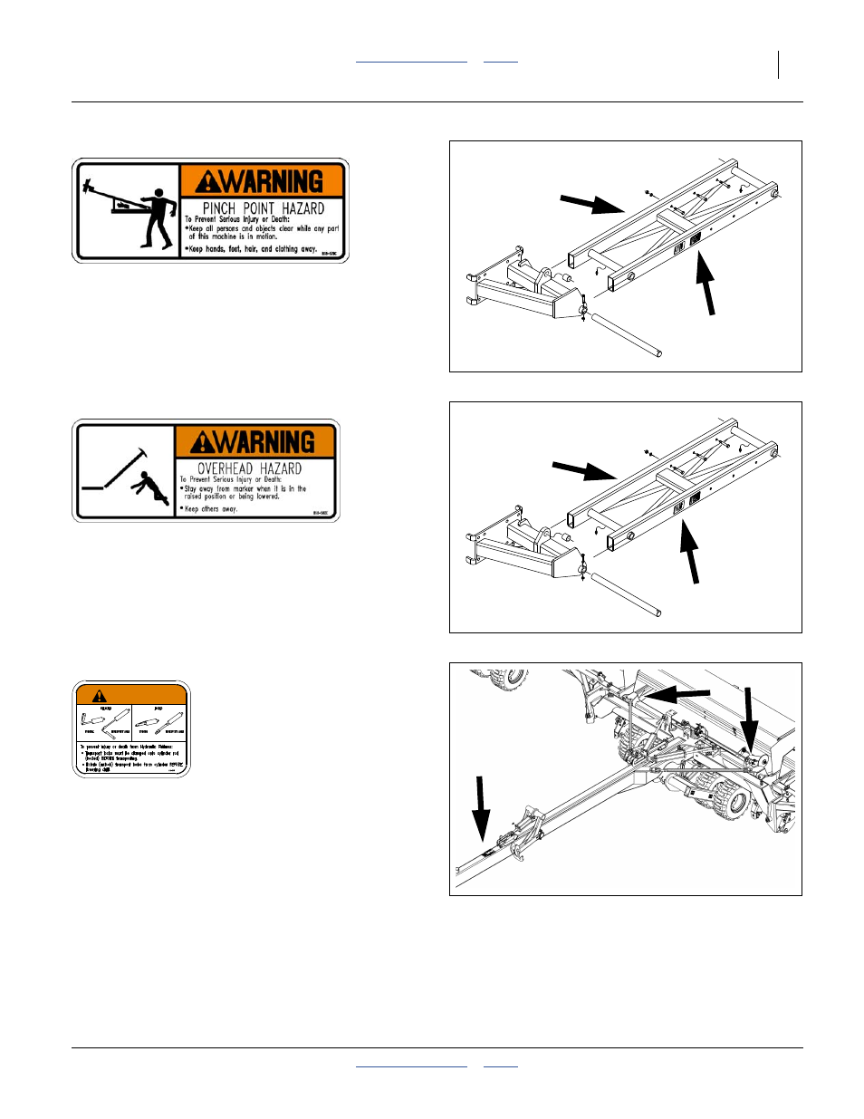 579c warning: marker pinch point, 580c warning: overhead marker, 660c warning: transport locks | Warning | Great Plains 3S-4000HDF Operator Manual User Manual | Page 15 / 120