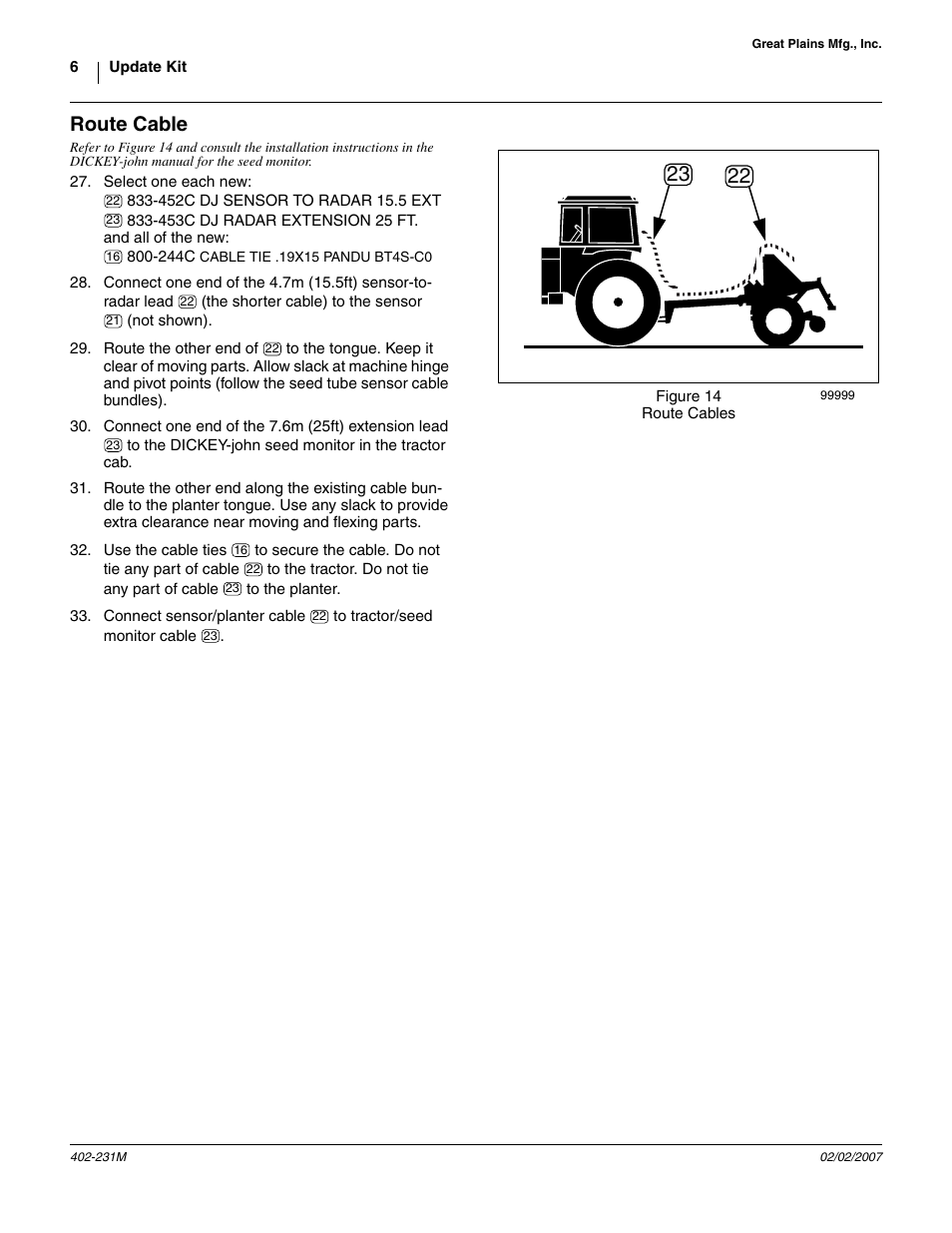 Route cable | Great Plains PD8070 User Manual | Page 6 / 10
