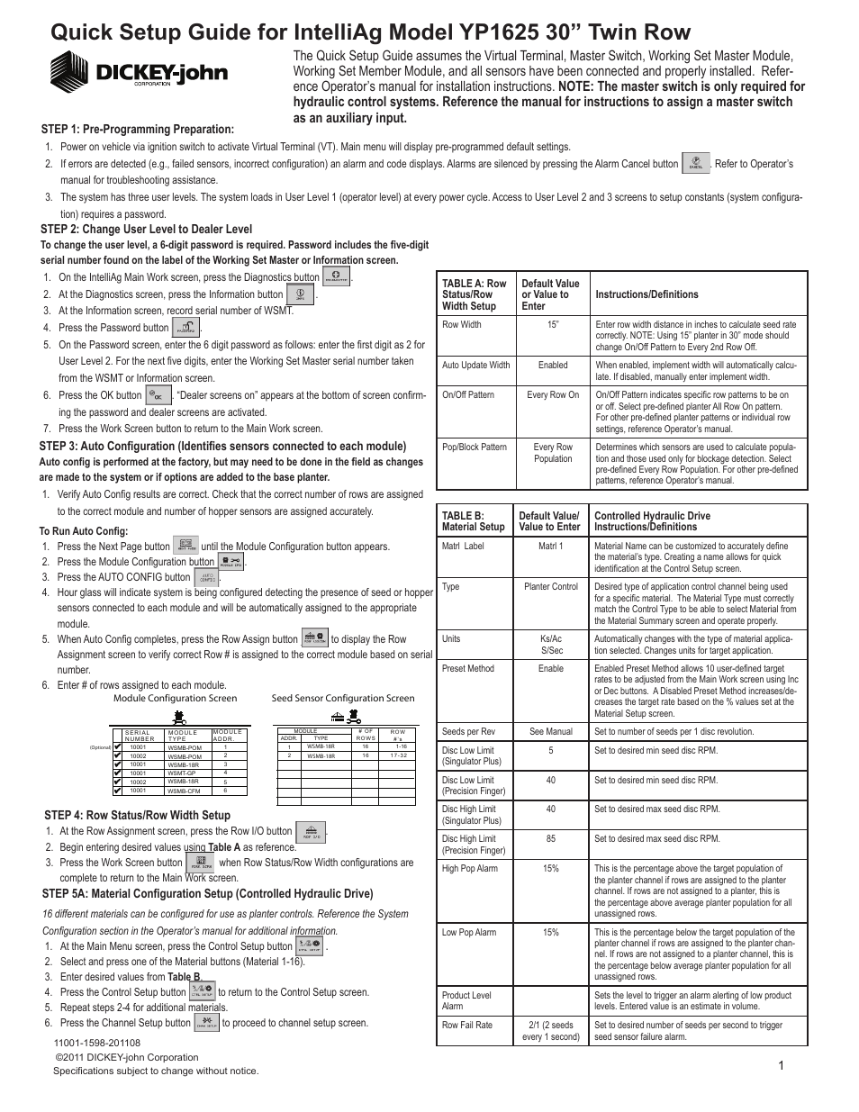 Great Plains YP1625-32TR 32 Twin Row 30 Inch Quick Start User Manual | 5 pages