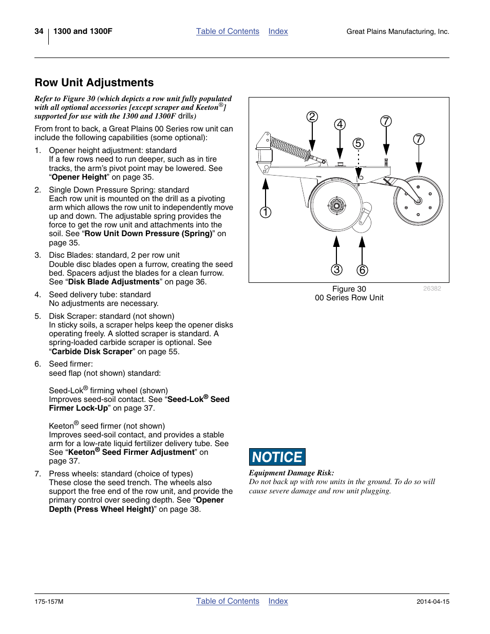 Row unit adjustments | Great Plains 1300 13-Foot Operator Manual User Manual | Page 38 / 78