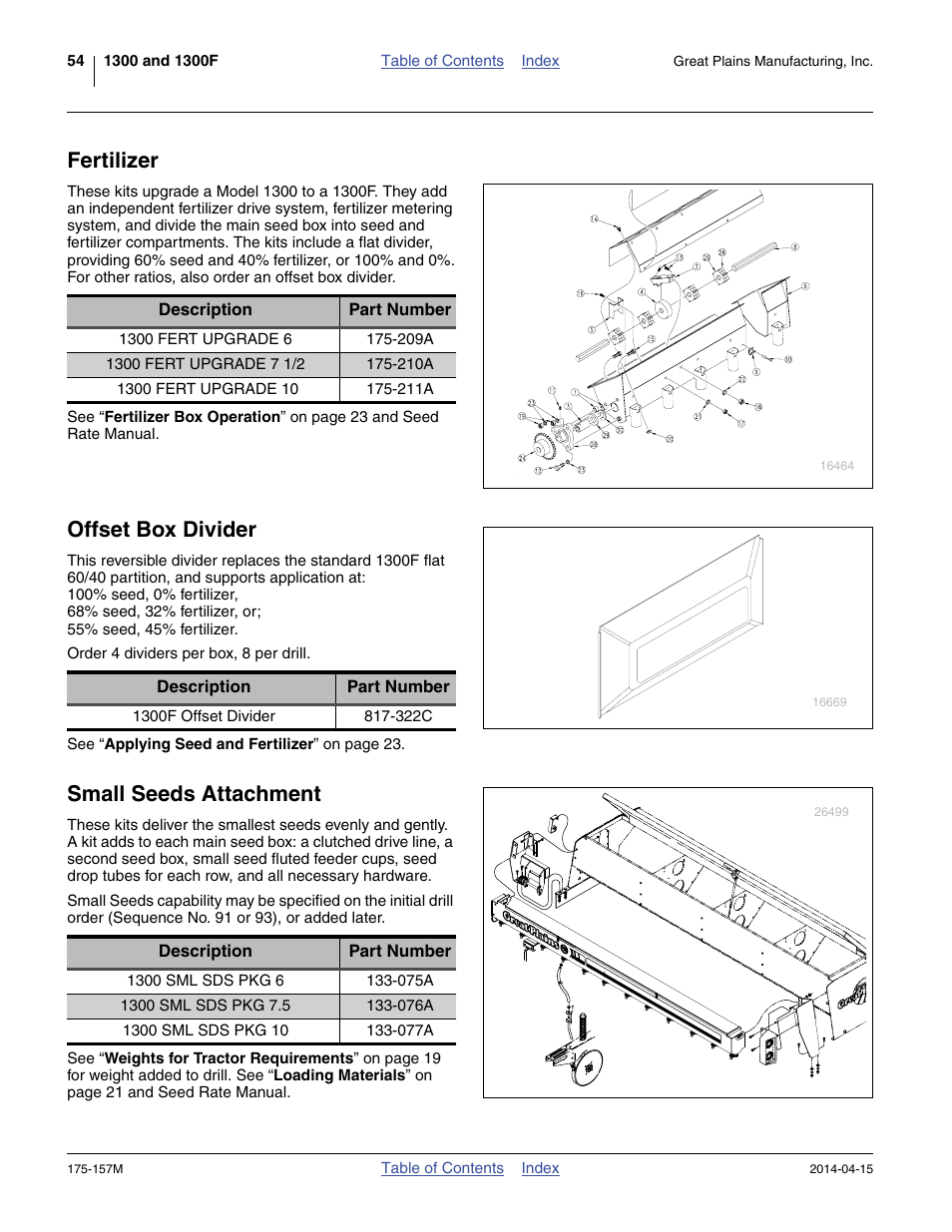 Fertilizer, Offset box divider, Small seeds attachment | Great Plains 1300 13-Foot Operator Manual User Manual | Page 58 / 78