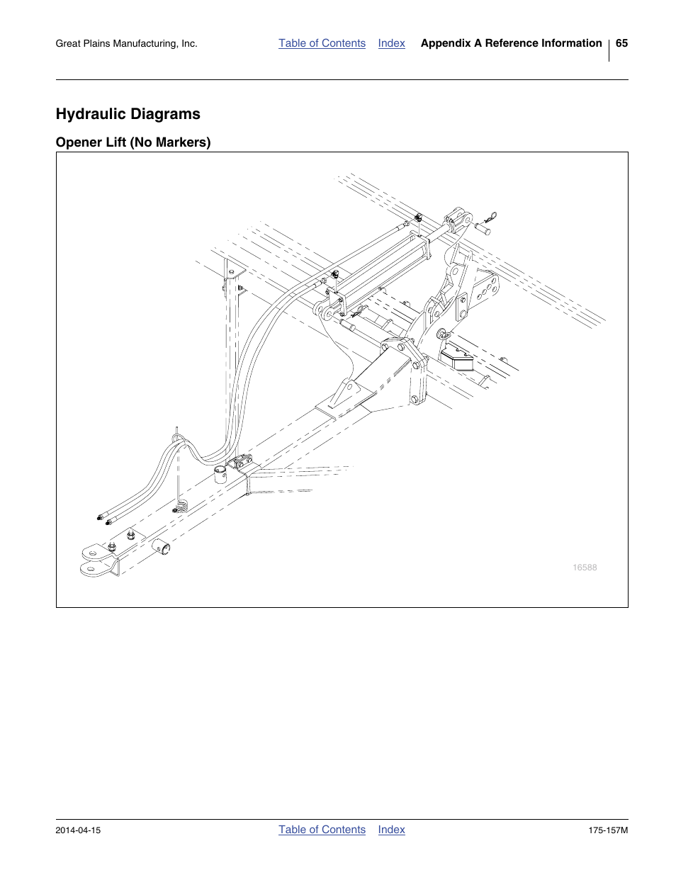 Hydraulic diagrams, Opener lift (no markers) | Great Plains 1300 13-Foot Operator Manual User Manual | Page 69 / 78