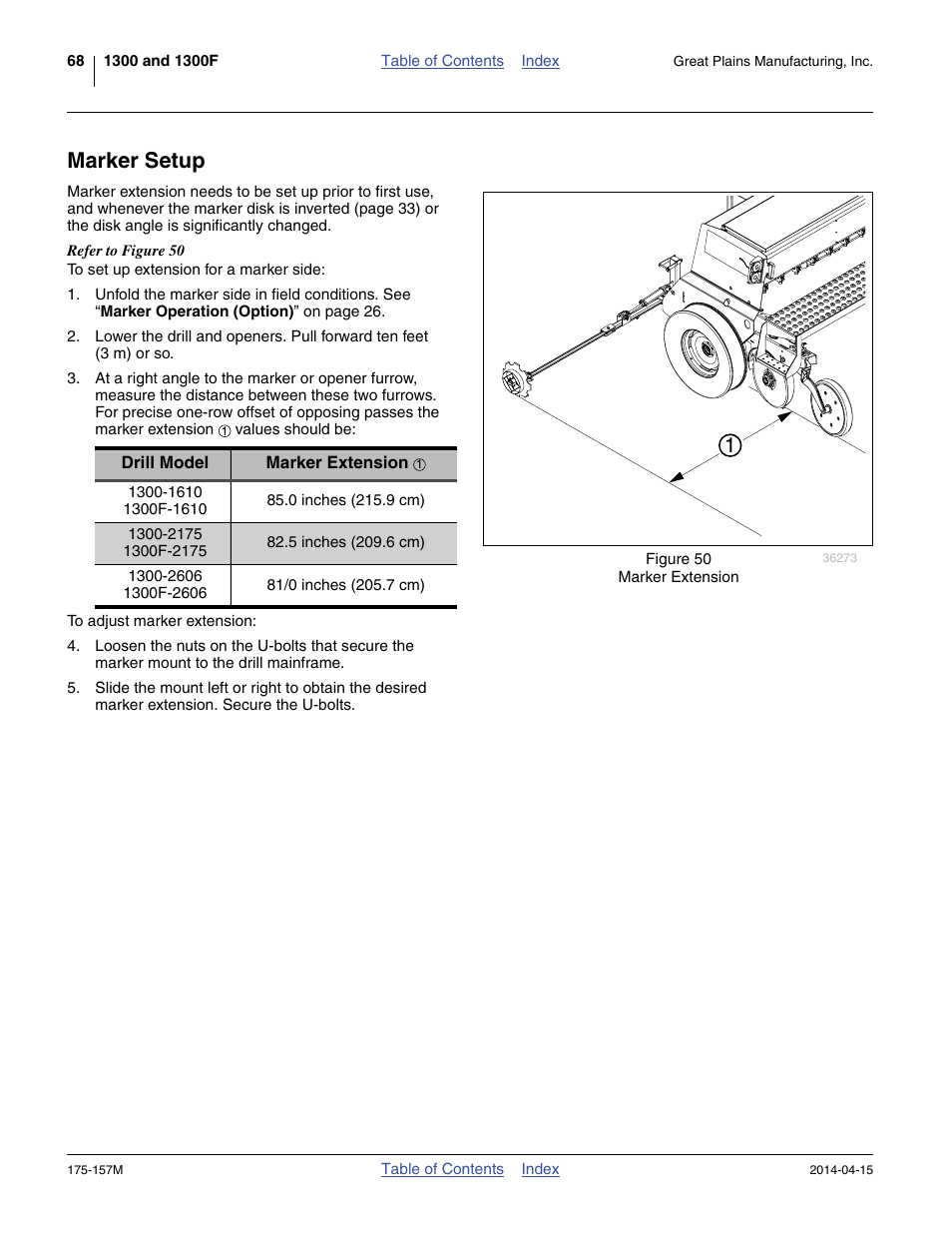 Marker setup | Great Plains 1300 13-Foot Operator Manual User Manual | Page 72 / 78