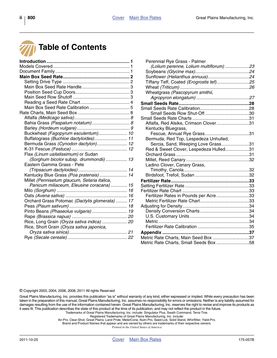 Great Plains 800 Material Rate User Manual | Page 2 / 62