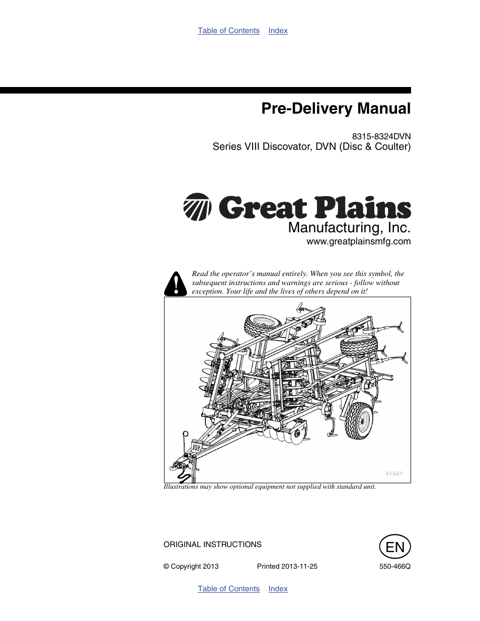 Great Plains DVN8324 Predelivery Manual User Manual | 50 pages