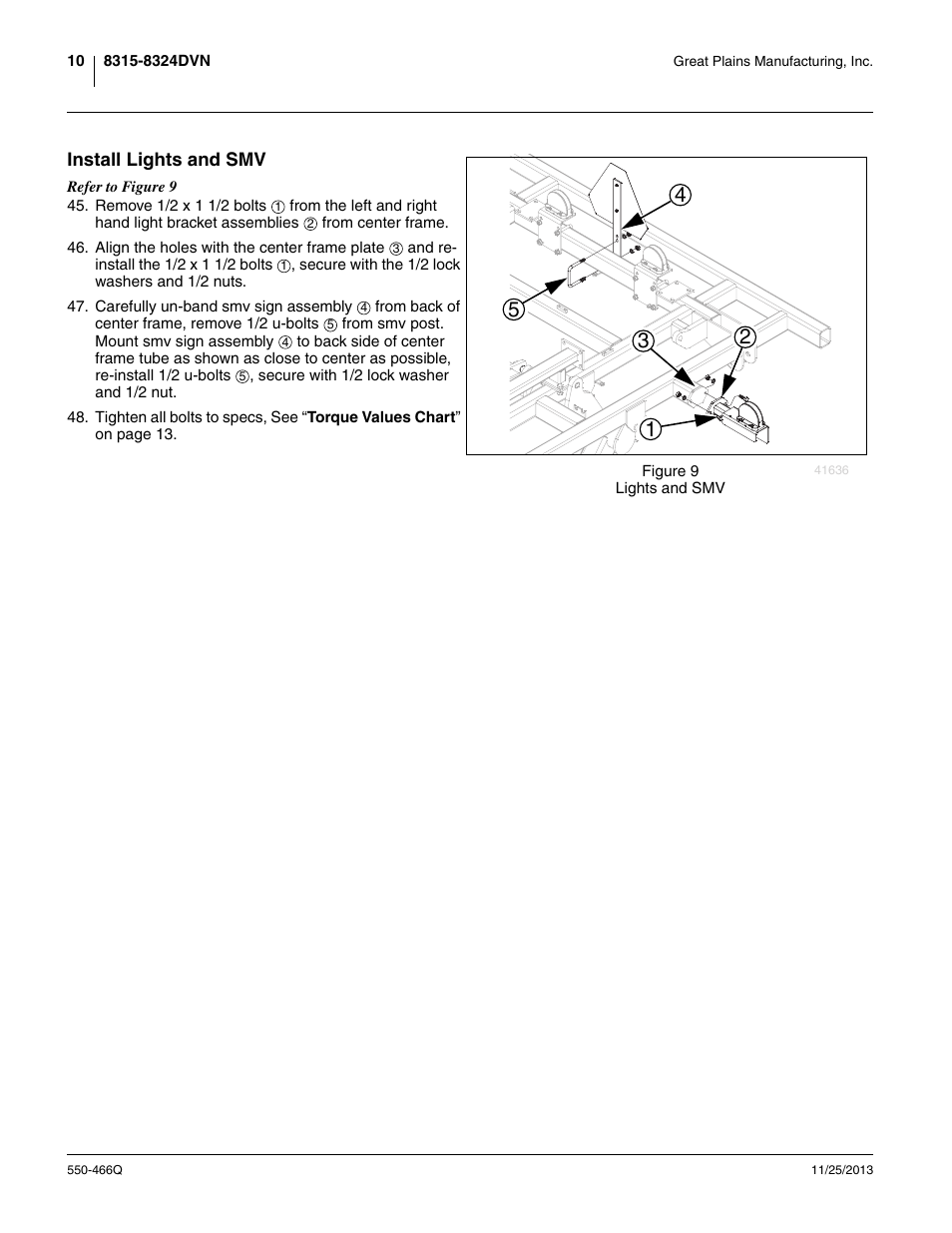 Install lights and smv | Great Plains DVN8324 Predelivery Manual User Manual | Page 14 / 50