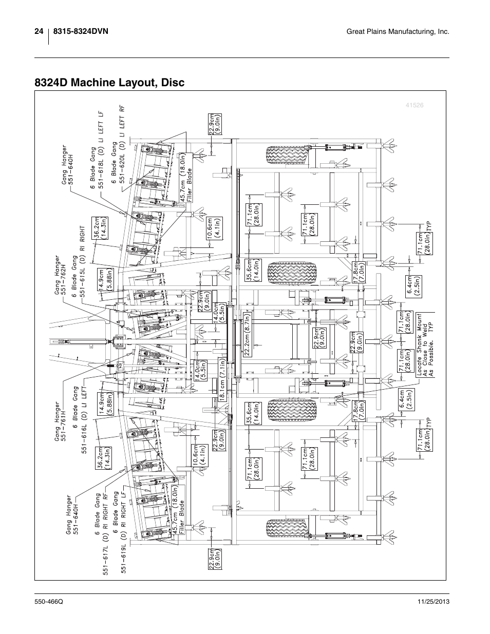 8324d machine layout, disc | Great Plains DVN8324 Predelivery Manual User Manual | Page 28 / 50