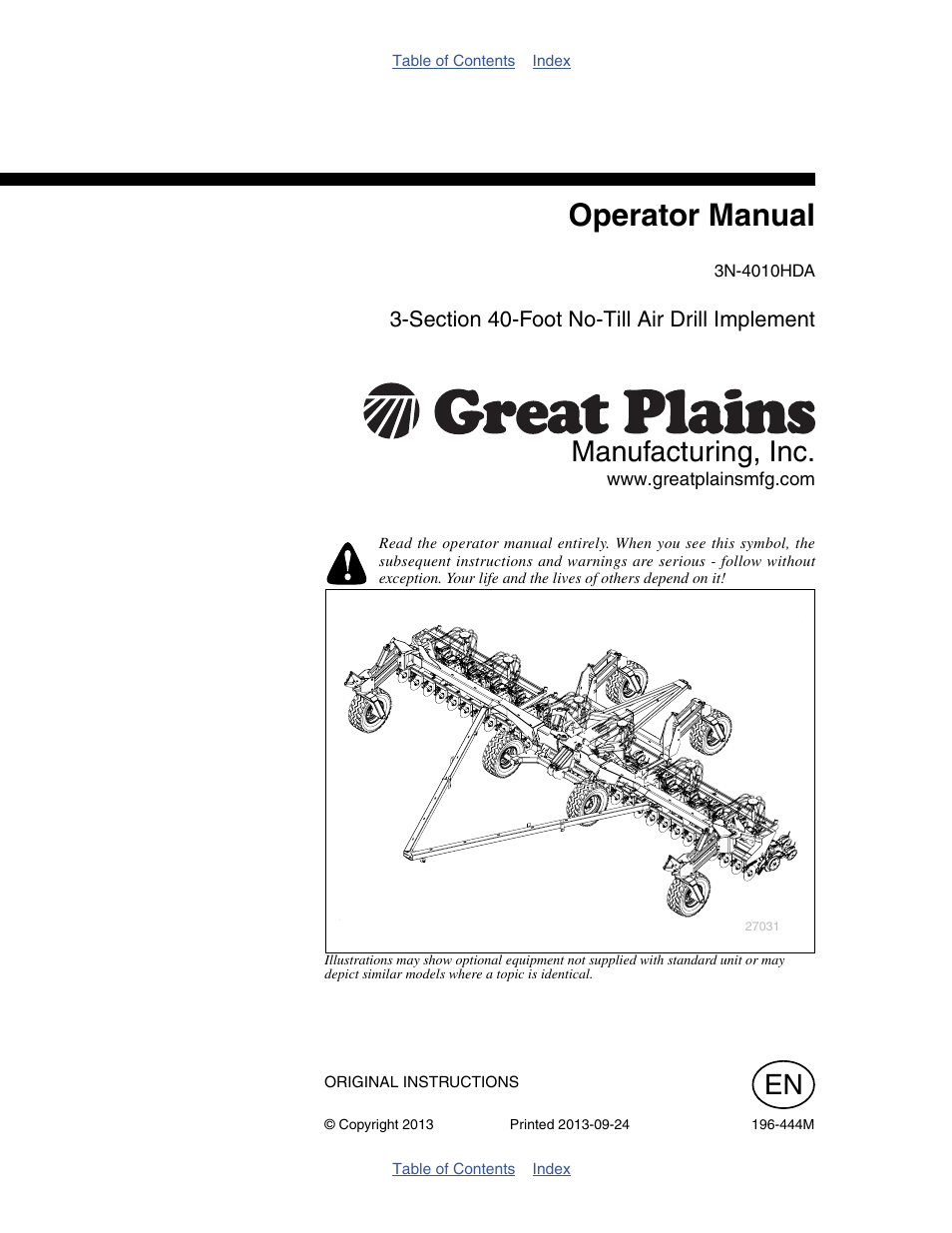 Great Plains 3N4010HDA Operator Manual User Manual | 92 pages