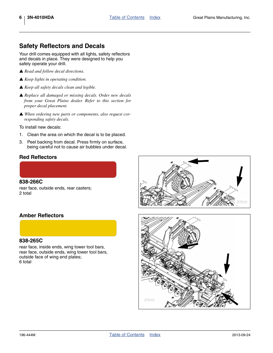 Safety reflectors and decals, Safety reflectors and decals ” on | Great Plains 3N4010HDA Operator Manual User Manual | Page 10 / 92