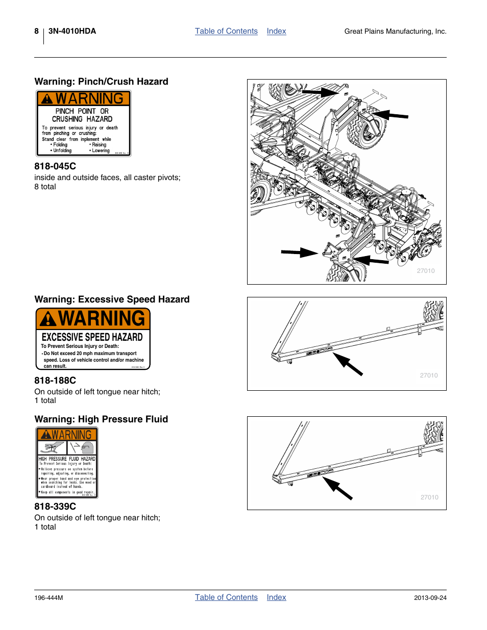 Warning, Excessive speed hazard | Great Plains 3N4010HDA Operator Manual User Manual | Page 12 / 92