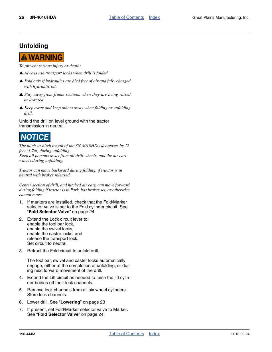 Unfolding | Great Plains 3N4010HDA Operator Manual User Manual | Page 30 / 92