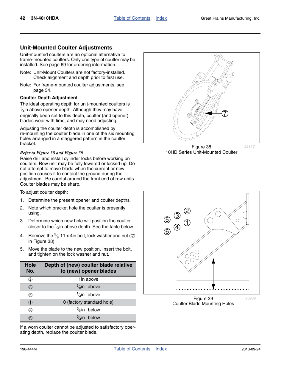 Unit-mounted coulter adjustments | Great Plains 3N4010HDA Operator Manual User Manual | Page 46 / 92