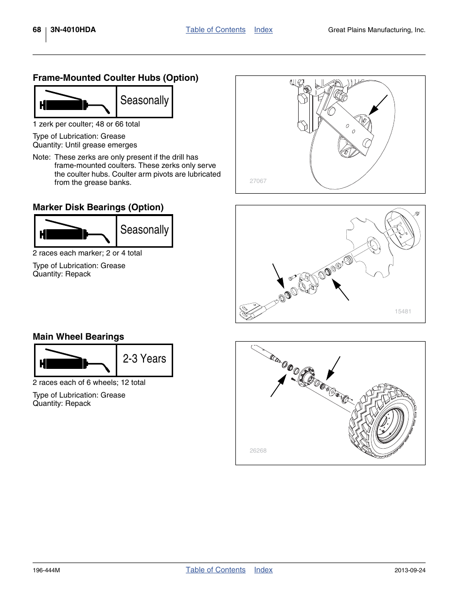 Seasonally, 3 years | Great Plains 3N4010HDA Operator Manual User Manual | Page 72 / 92