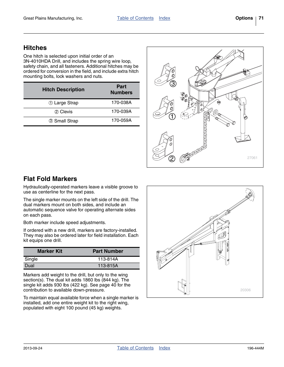Hitches, Flat fold markers, Hitches flat fold markers | Great Plains 3N4010HDA Operator Manual User Manual | Page 75 / 92
