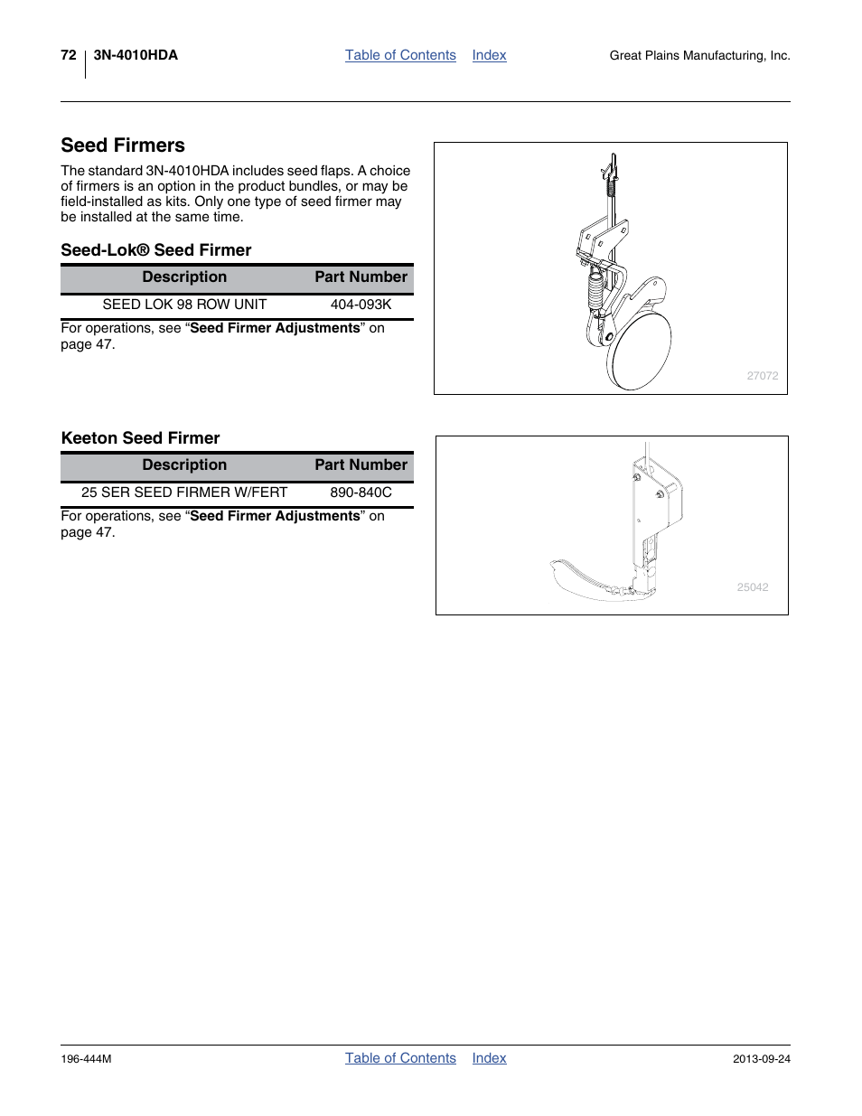 Seed firmers, Seed-lok® seed firmer, Keeton seed firmer | Seed-lok® seed firmer keeton seed firmer | Great Plains 3N4010HDA Operator Manual User Manual | Page 76 / 92