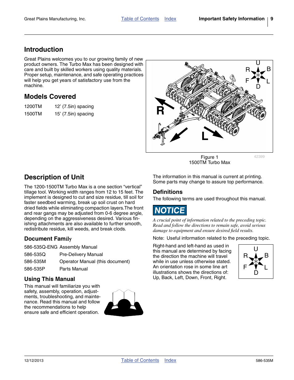 Introduction, Models covered, Description of unit | Document family, Using this manual, Definitions, Introduction models covered description of unit, Document family using this manual definitions, Models covered description of unit | Great Plains 1500TM Operator Manual User Manual | Page 13 / 38
