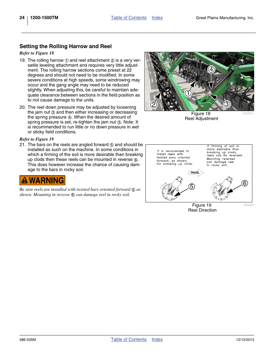 Setting the rolling harrow and reel | Great Plains 1500TM Operator Manual User Manual | Page 28 / 38