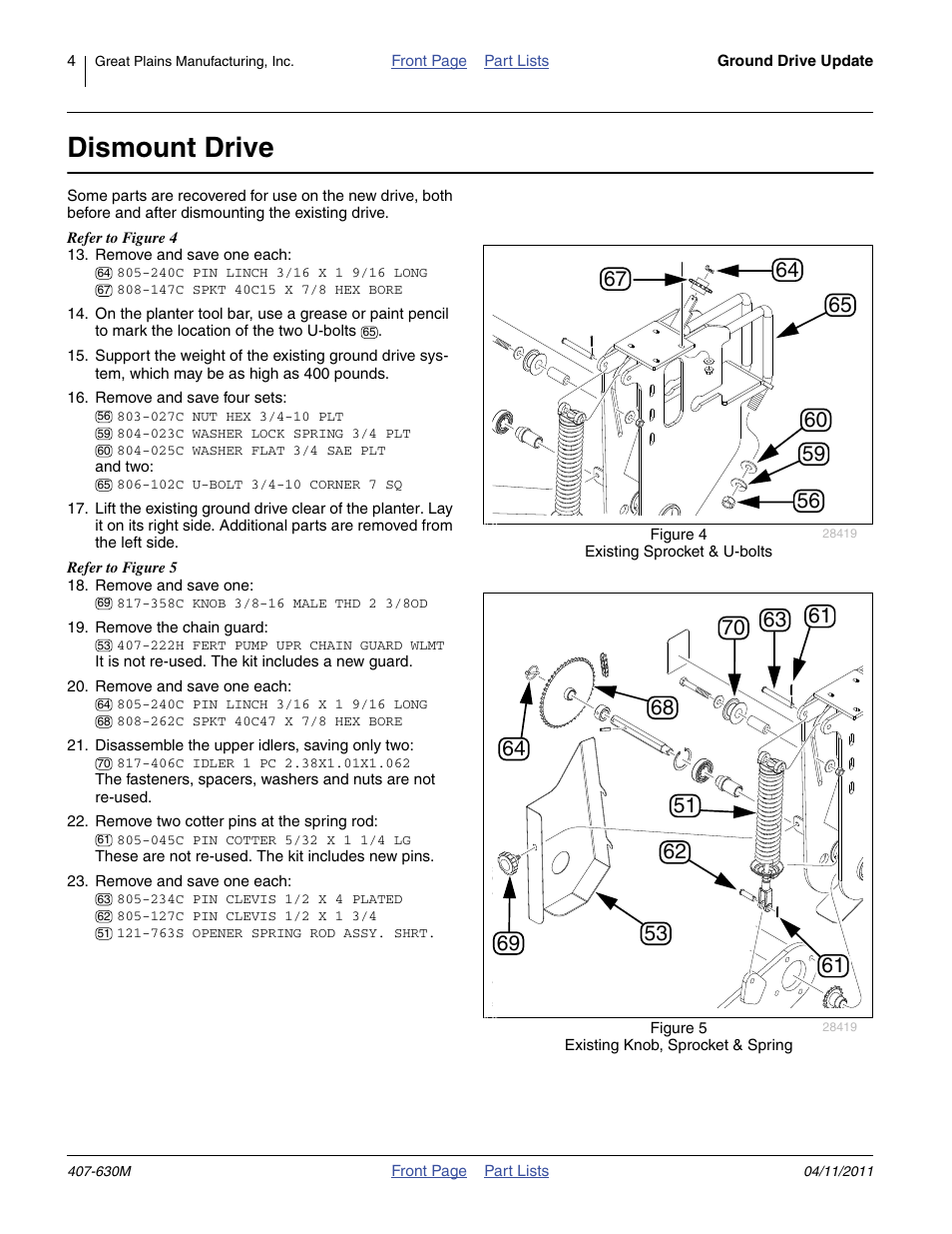 Dismount drive | Great Plains YP Fertilizer Ground Drive Update User Manual | Page 4 / 12