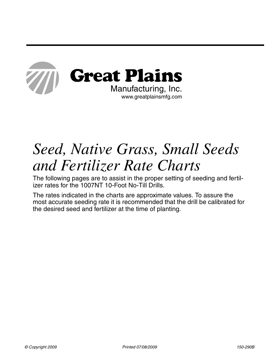 Great Plains 1007NT Material Rate User Manual | 54 pages