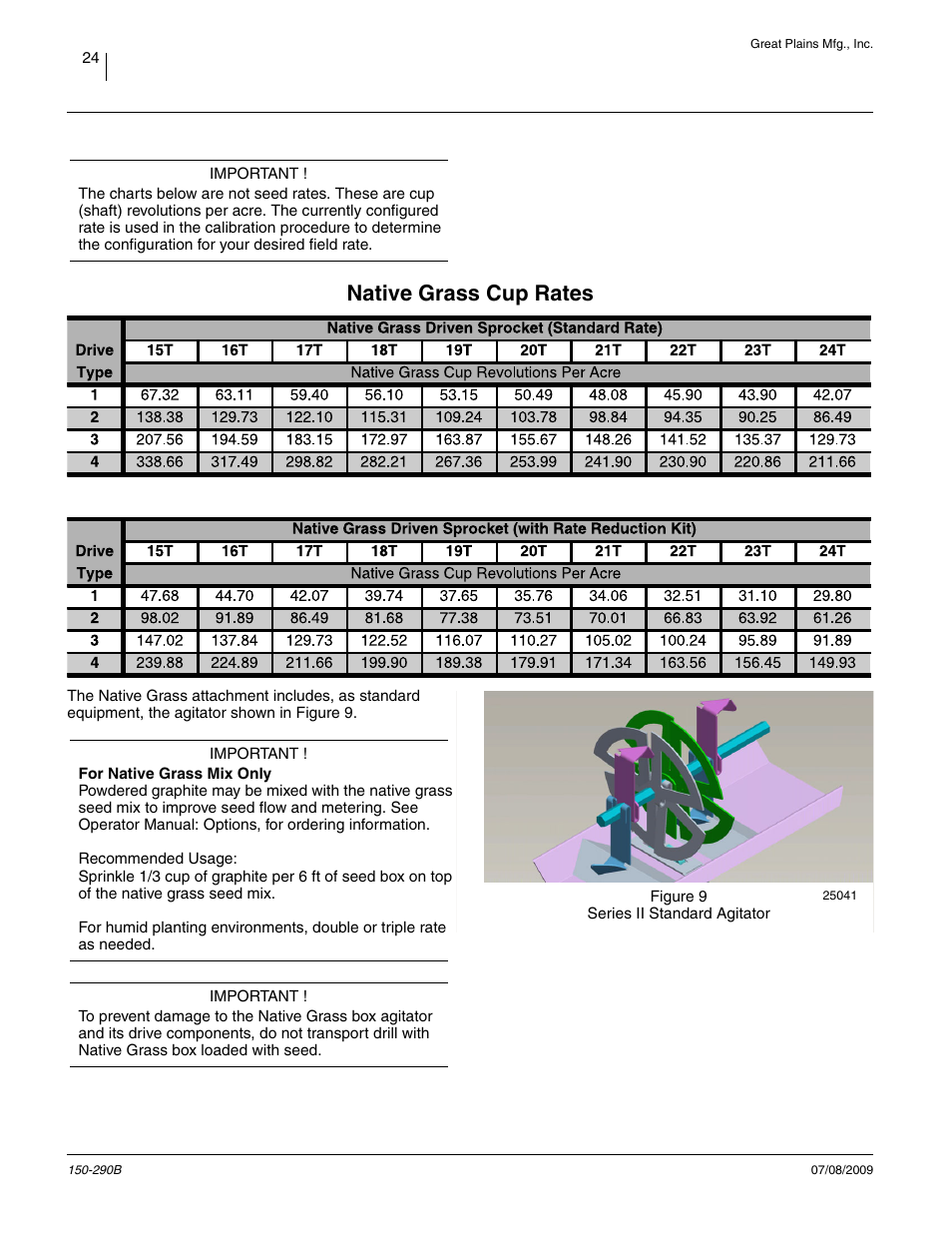 Native grass cup rates | Great Plains 1007NT Material Rate User Manual | Page 26 / 54