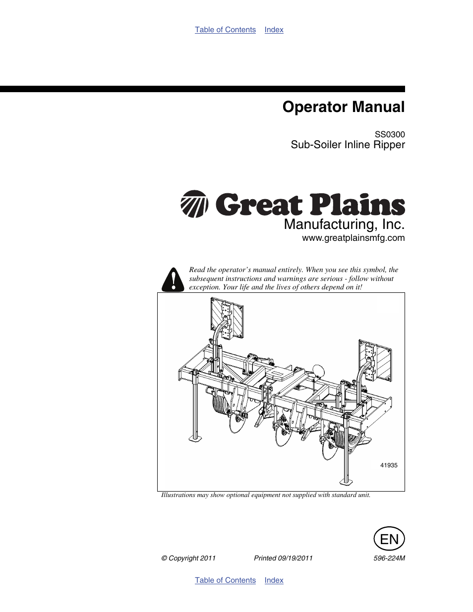 Great Plains SS0300 Operator Manual User Manual | 46 pages