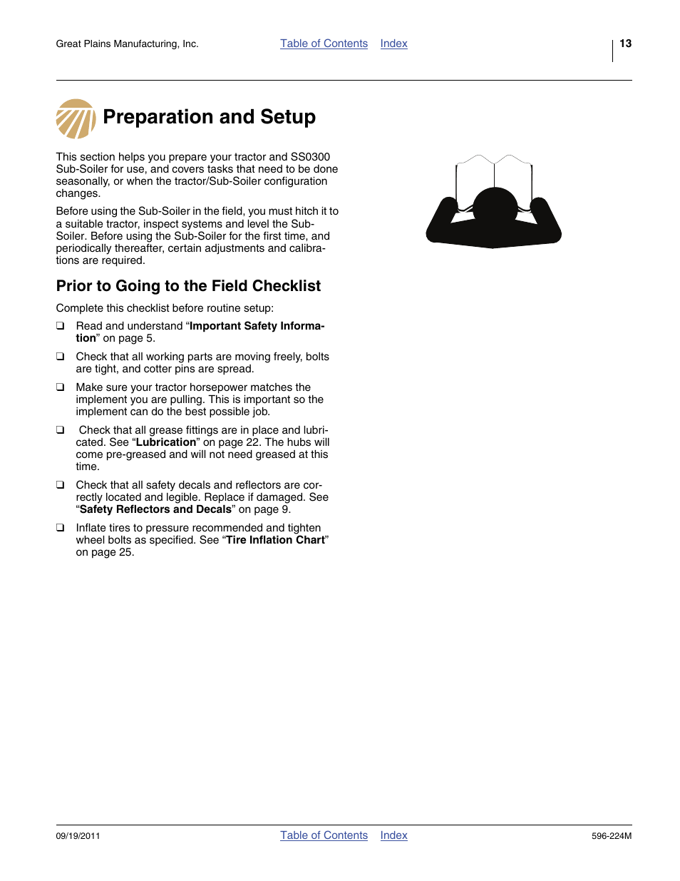 Preparation and setup, Prior to going to the field checklist | Great Plains SS0300 Operator Manual User Manual | Page 17 / 46