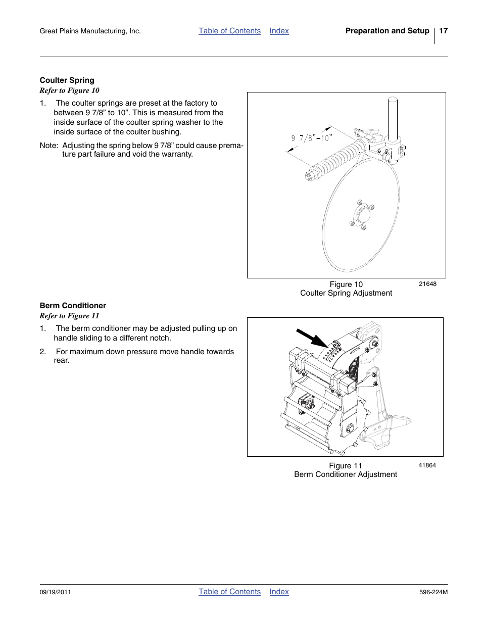 Coulter spring, Berm conditioner | Great Plains SS0300 Operator Manual User Manual | Page 21 / 46