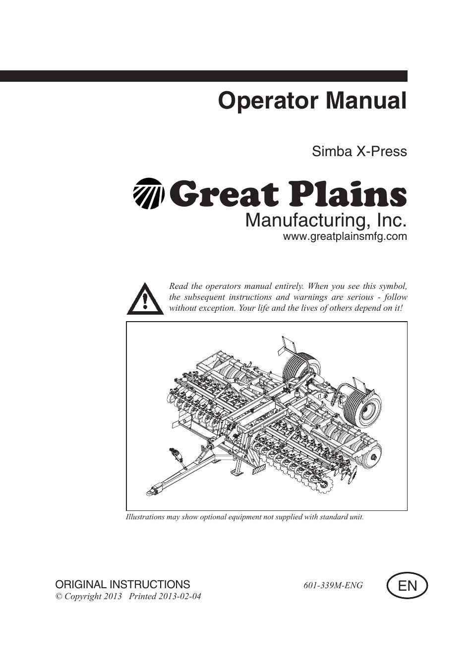 Great Plains Simba X-Press Operator Manual User Manual | 42 pages