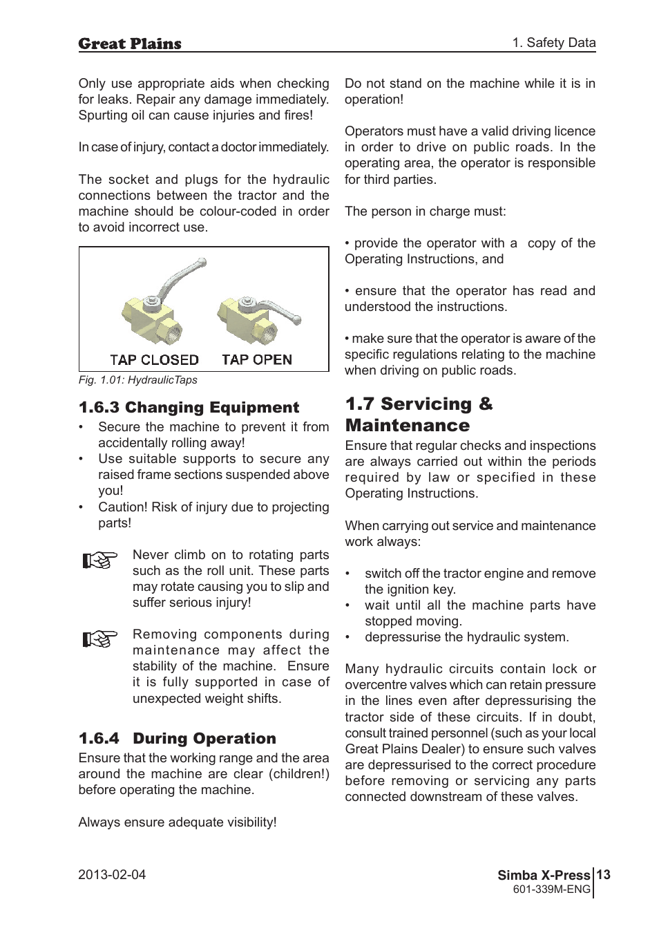 7 servicing & maintenance | Great Plains Simba X-Press Operator Manual User Manual | Page 13 / 42