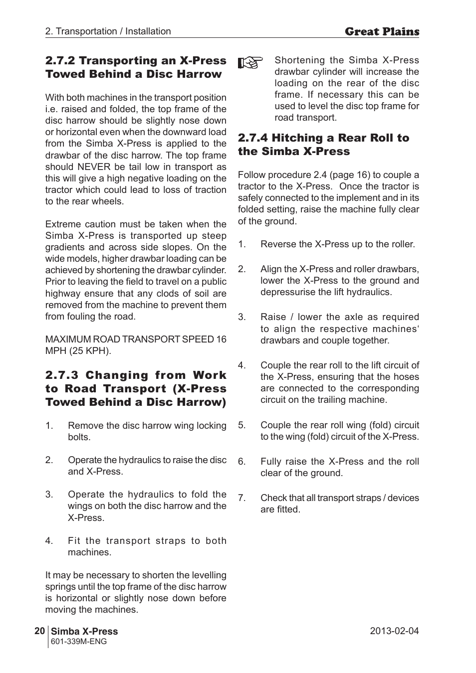 Great Plains Simba X-Press Operator Manual User Manual | Page 20 / 42