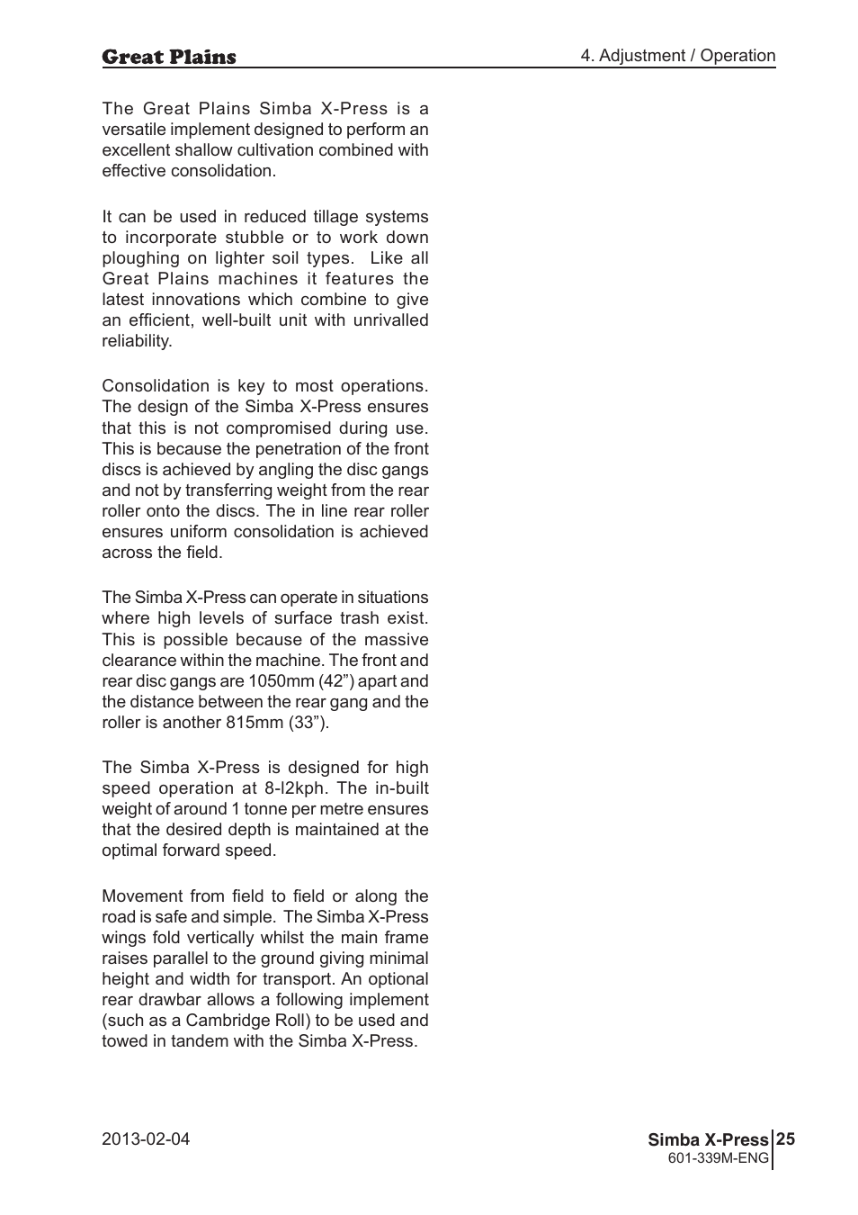 Great Plains Simba X-Press Operator Manual User Manual | Page 25 / 42