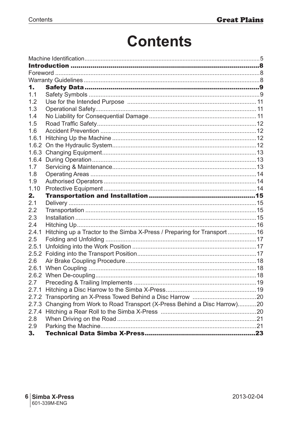 Great Plains Simba X-Press Operator Manual User Manual | Page 6 / 42