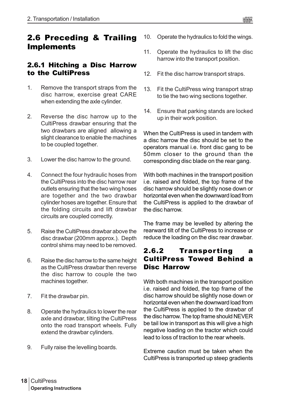 6 preceding & trailing implements | Great Plains P13114 2005 Operator Manual User Manual | Page 18 / 36