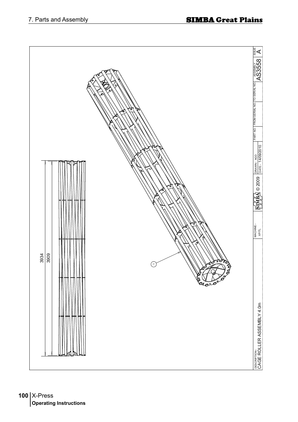 X-press, 100 7. parts and assembly, Aas 35 58 | Operating instructions, Si m b a | Great Plains P17917B Operator Manual User Manual | Page 100 / 136