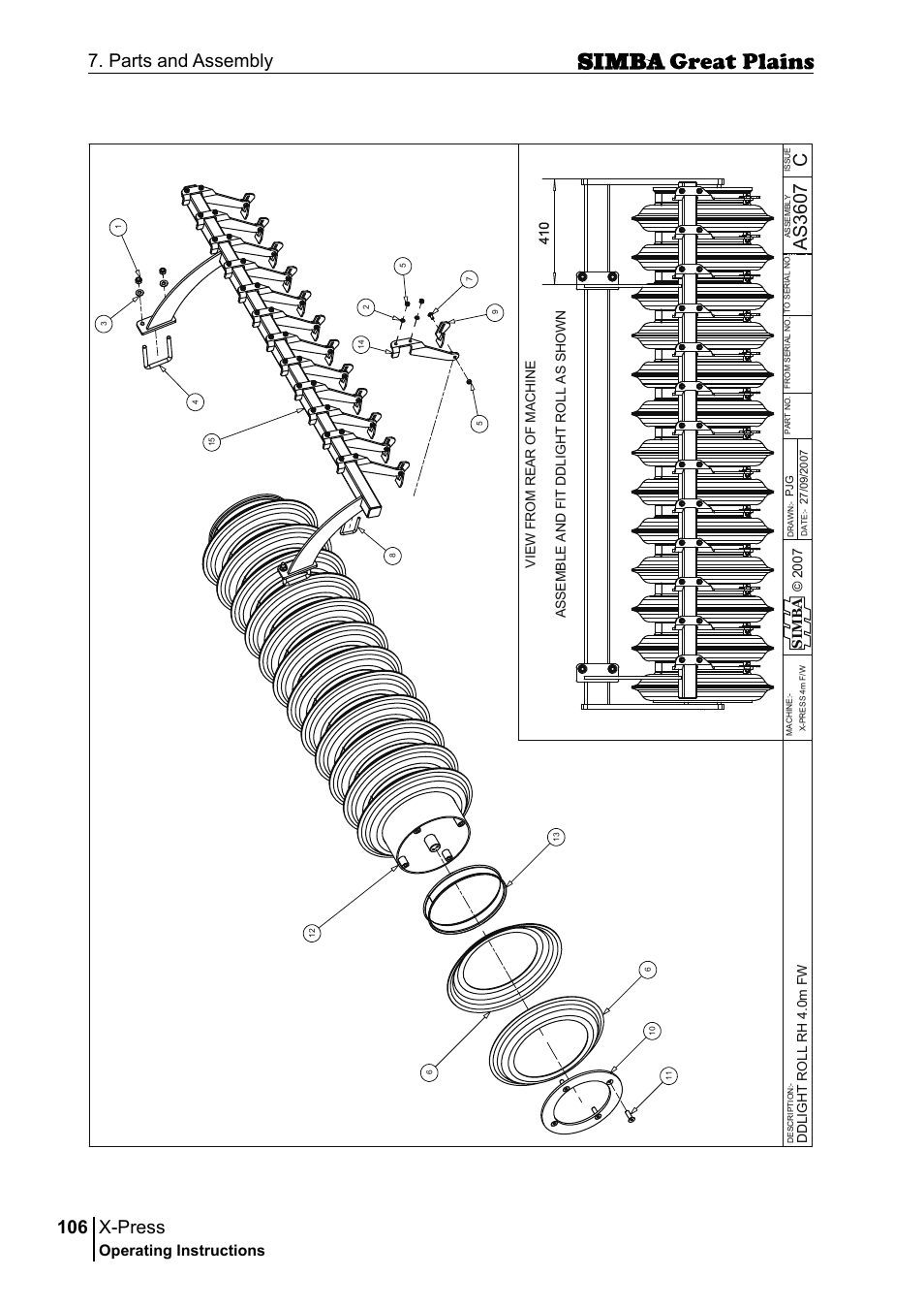 X-press, 106 7. parts and assembly, Cas 36 07 | Operating instructions | Great Plains P17917B Operator Manual User Manual | Page 106 / 136