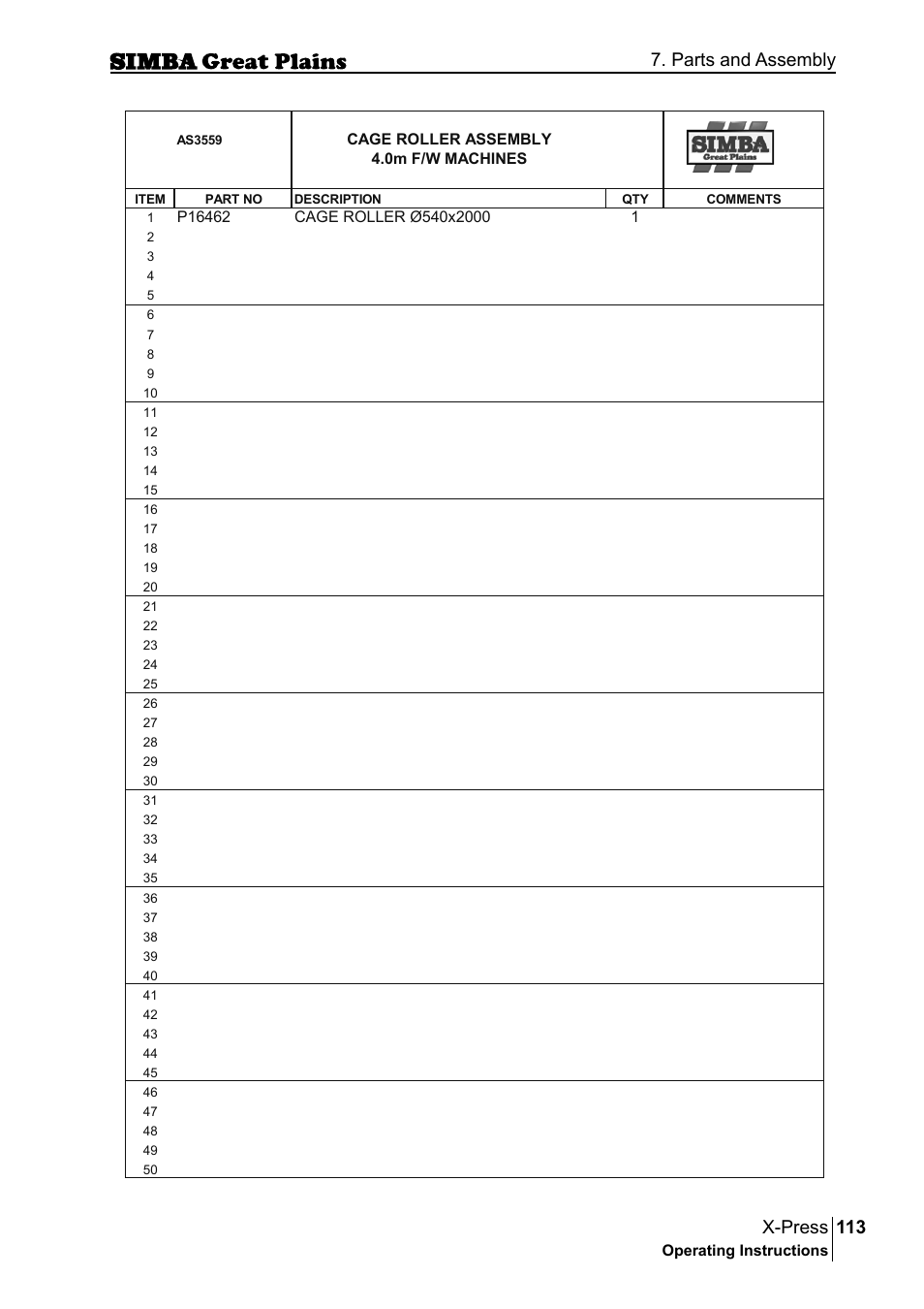 113 x-press, Parts and assembly | Great Plains P17917B Operator Manual User Manual | Page 113 / 136