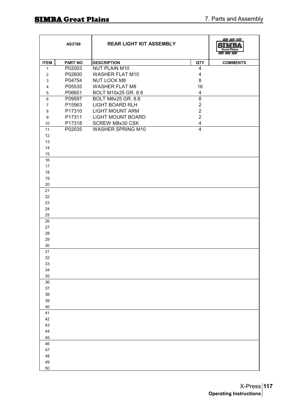 117 x-press, Parts and assembly | Great Plains P17917B Operator Manual User Manual | Page 117 / 136